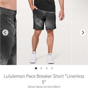 Lululemon Pace Breaker Short Linerless 9” Ocean Spray Ice Grey Black Size XXL